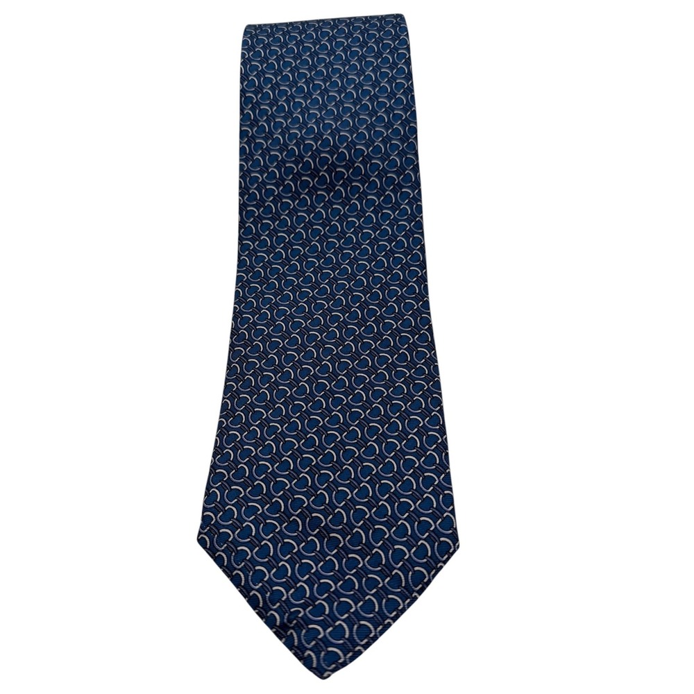 Brooks Brothers Mens Blue Geometric Link Silk Tie Made in USA (TA29) NWTs